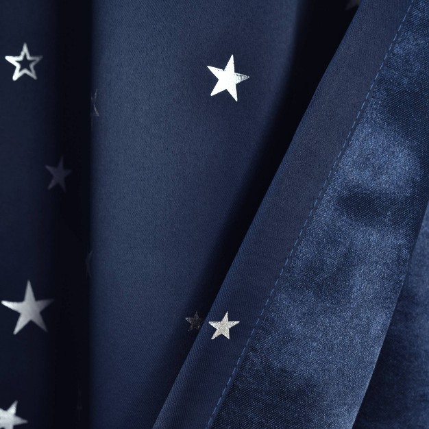 Room Darkening Star Curtain Panels Navy Lush D cor