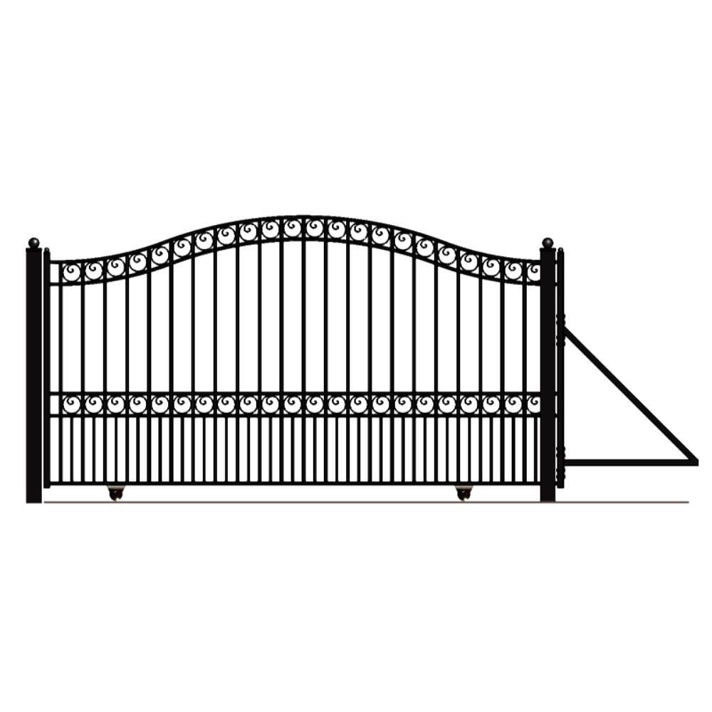 ALEKO Paris Style 16 ft. x 6 ft. Black Steel Single Slide Driveway Fence Gate DG16PARSSL-HD