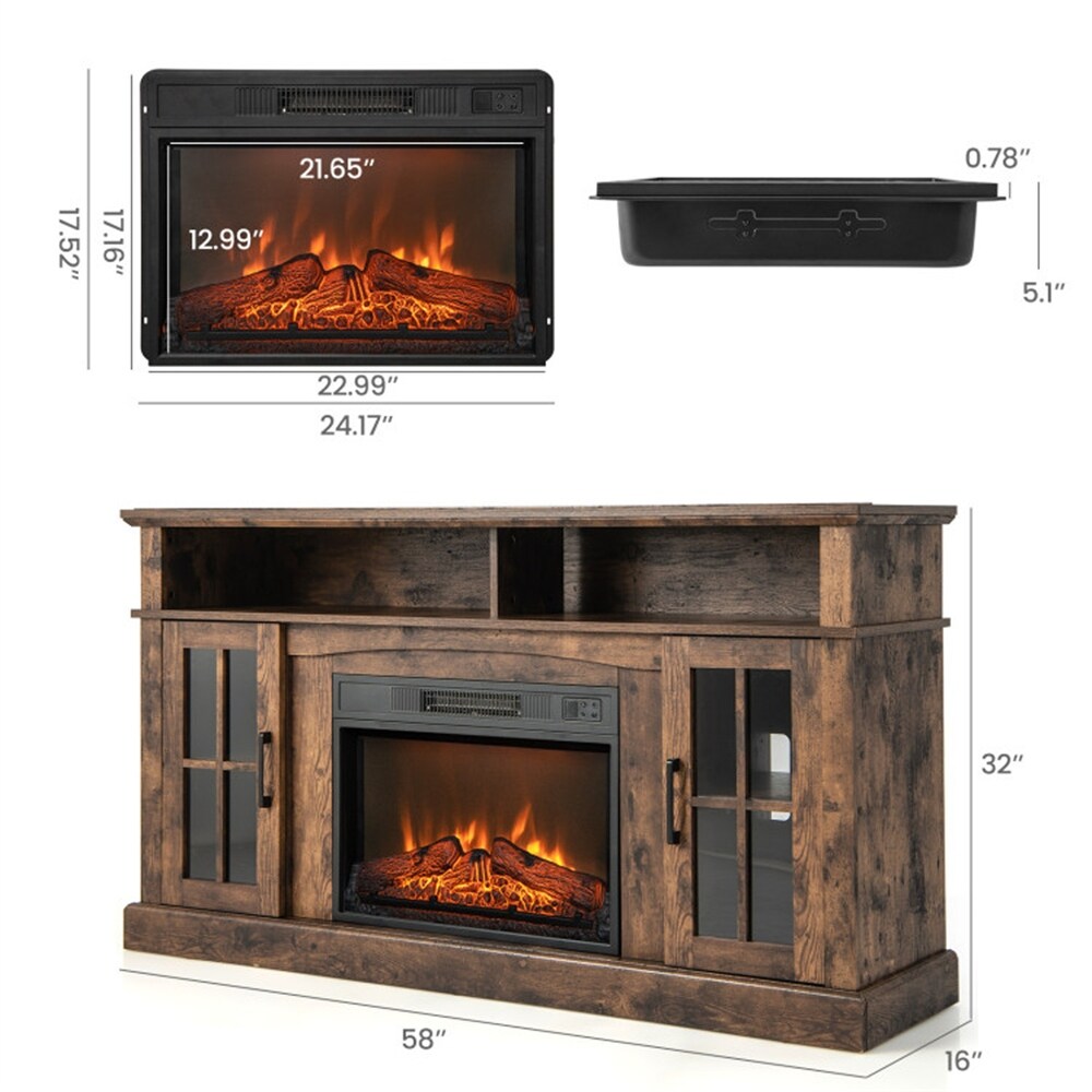 Mordern Fireplace TV Stand for TVs Up to 65 Inch with Cabinets