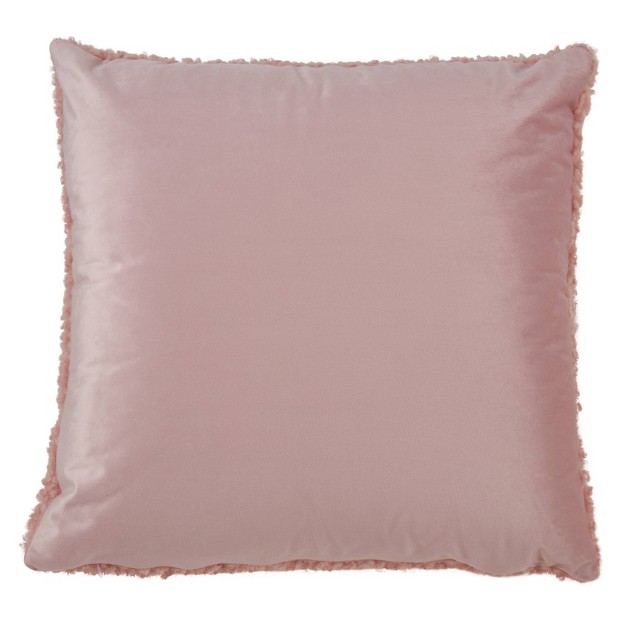 Faux Fur Square Pillow Cover Pink Saro Lifestyle