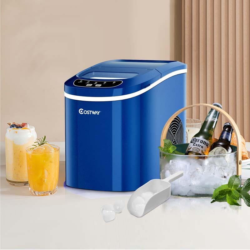 26LBS/24H Mini Portable Ice Maker Countertop, Compact Ice Machine with Ice Scoop