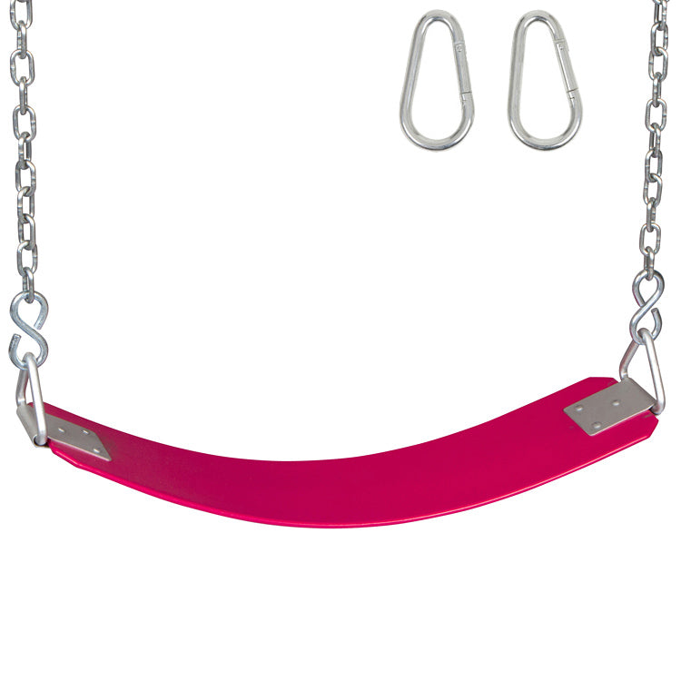 Swing Set Stuff Inc. Polymer Belt Seat with Chains and Hooks (Pink)