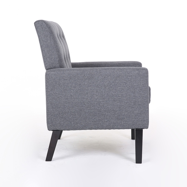 Button Tufted Upholstered Armchairs Comfy Reading Accent Chairs Sofa with Resilient Sponge Cushions， for Living Room， Grey