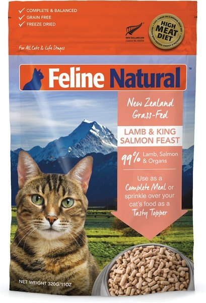 Feline Natural Lamb and King Salmon Feast Grain-Free Freeze-Dried Cat Food