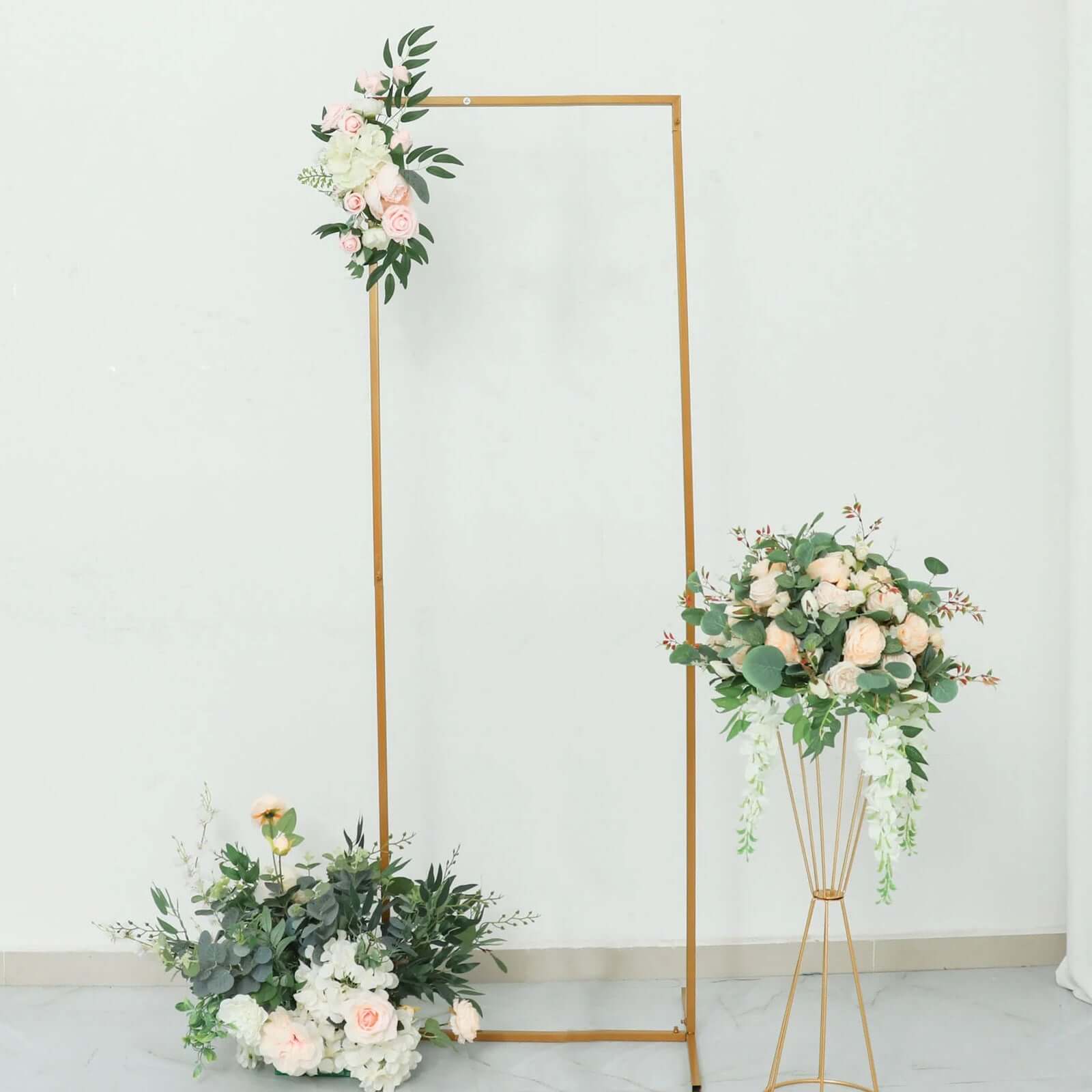 Gold Metal Frame Wedding Arch, Rectangular Backdrop Stand, Floral Display Frame 5.5ft