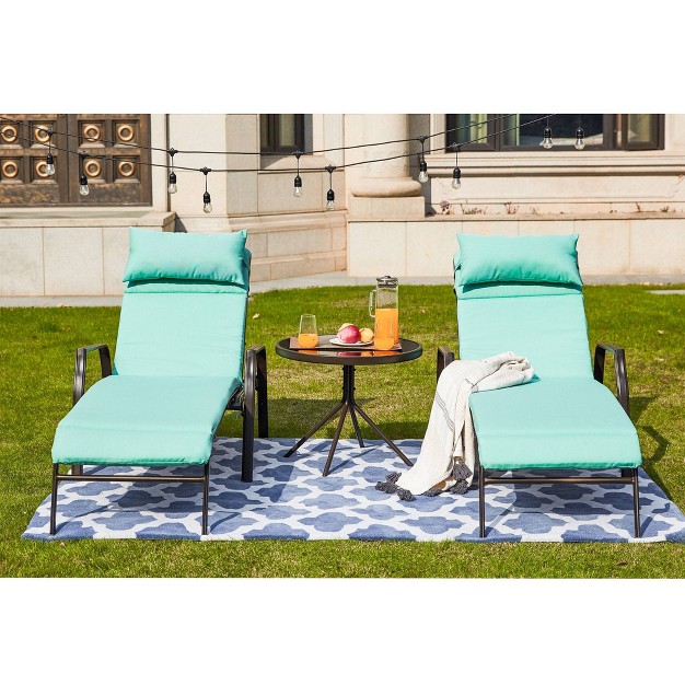 3pc Outdoor Metal Chaise Lounge Set Patio Festival