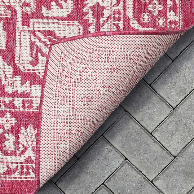 Well Woven Indoor Outdoorcelesine Fuchsia Persian Medallion Area Rug