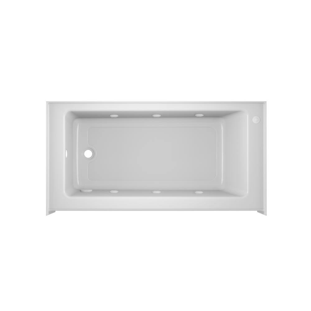 JACUZZI PROJECTA 60 in. x 30 in. Acrylic Left-Hand Drain Rectangular Low-Profile Skirted Alcove Whirlpool Bathtub in White R186030WLR1XXW