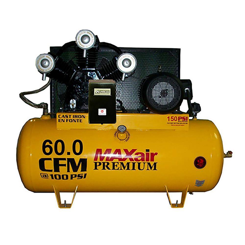 Maxair Premium Industrial 120-Gal. 15 HP Electric 208-Volt Single Stage 3-Phase Air Compressor C153120H1-MS208-MAP