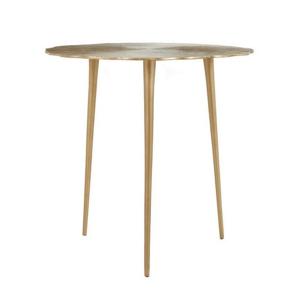 Tia 24 Inch Modern Accent End Table， Solid Aluminum， Tapered Legs， Gold - 24L x 24W x 24H， in inches