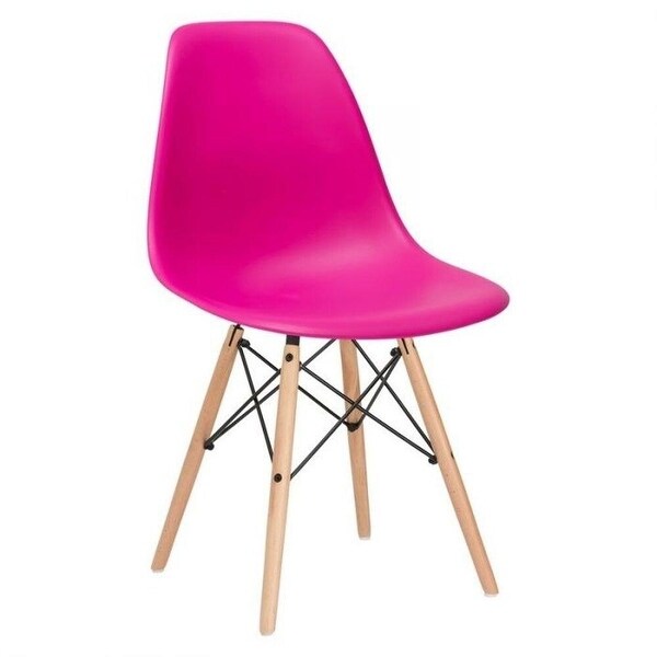 Eiffel Chair with natural wood legs， differents colours， Set of 2.