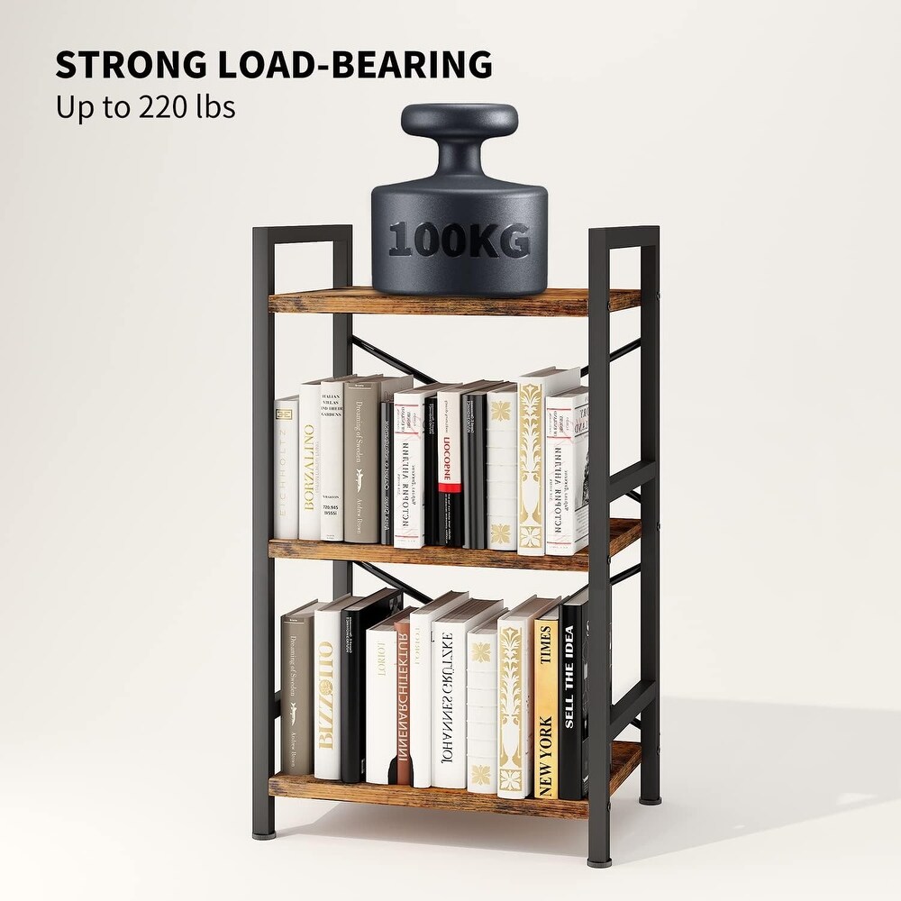 3 Tier Metal Industrial Small Bookcase