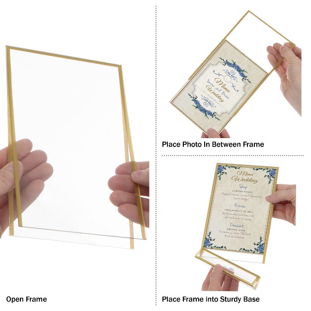 5 X 7 Picture Frames 6 pack Floating Frame Set For Table Numbers Wedding Signs Photos Or Table Decor By Great Northern Party Gold