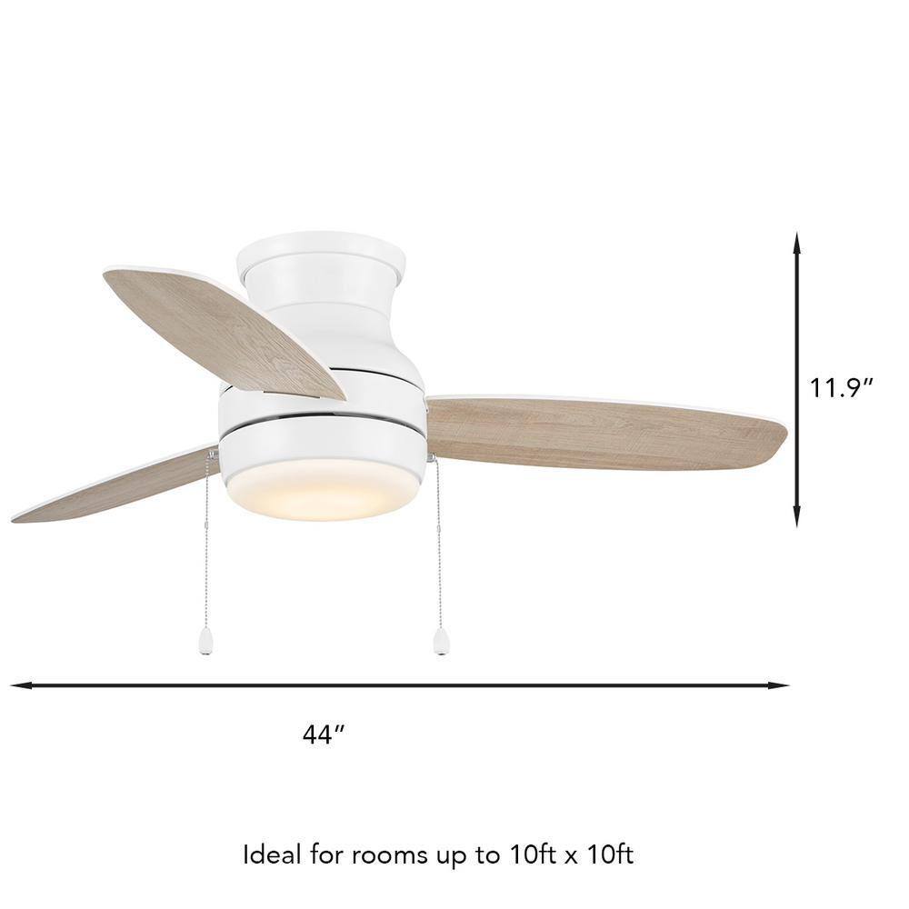 Hampton Bay Ashby Park 44 in. White Color Changing Integrated LED Matte White Indoor Ceiling Fan with Light and 3 Reversible Blades 59248