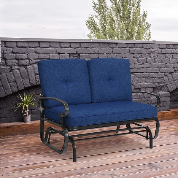 Costway 2Person Outdoor Swing Glider Chair Bench Loveseat Cushioned