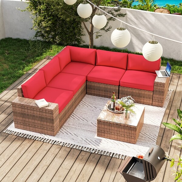 6Piece Wicker Sectional Sofa Set