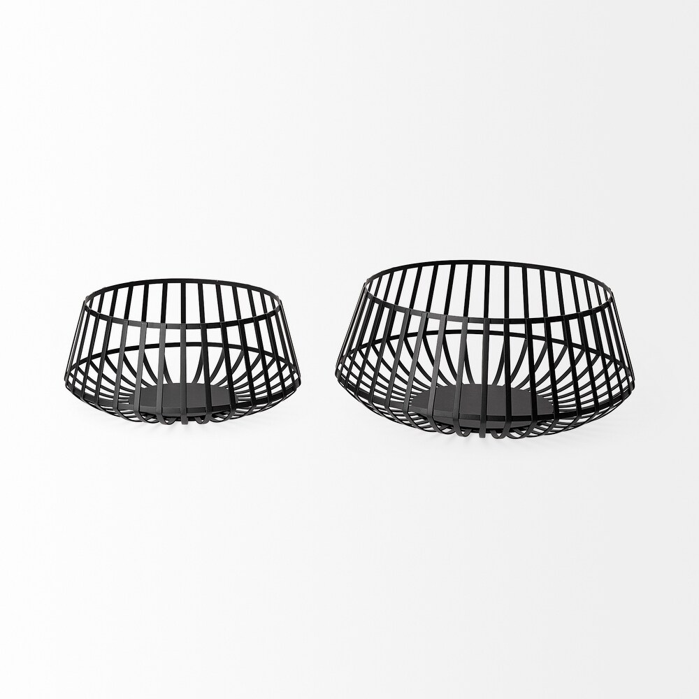 Emilio Black Metal Slated Bowls (Set of 2)