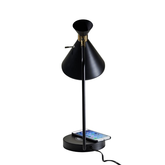 Wireless Charging Table Lamp Matte Black Adesso