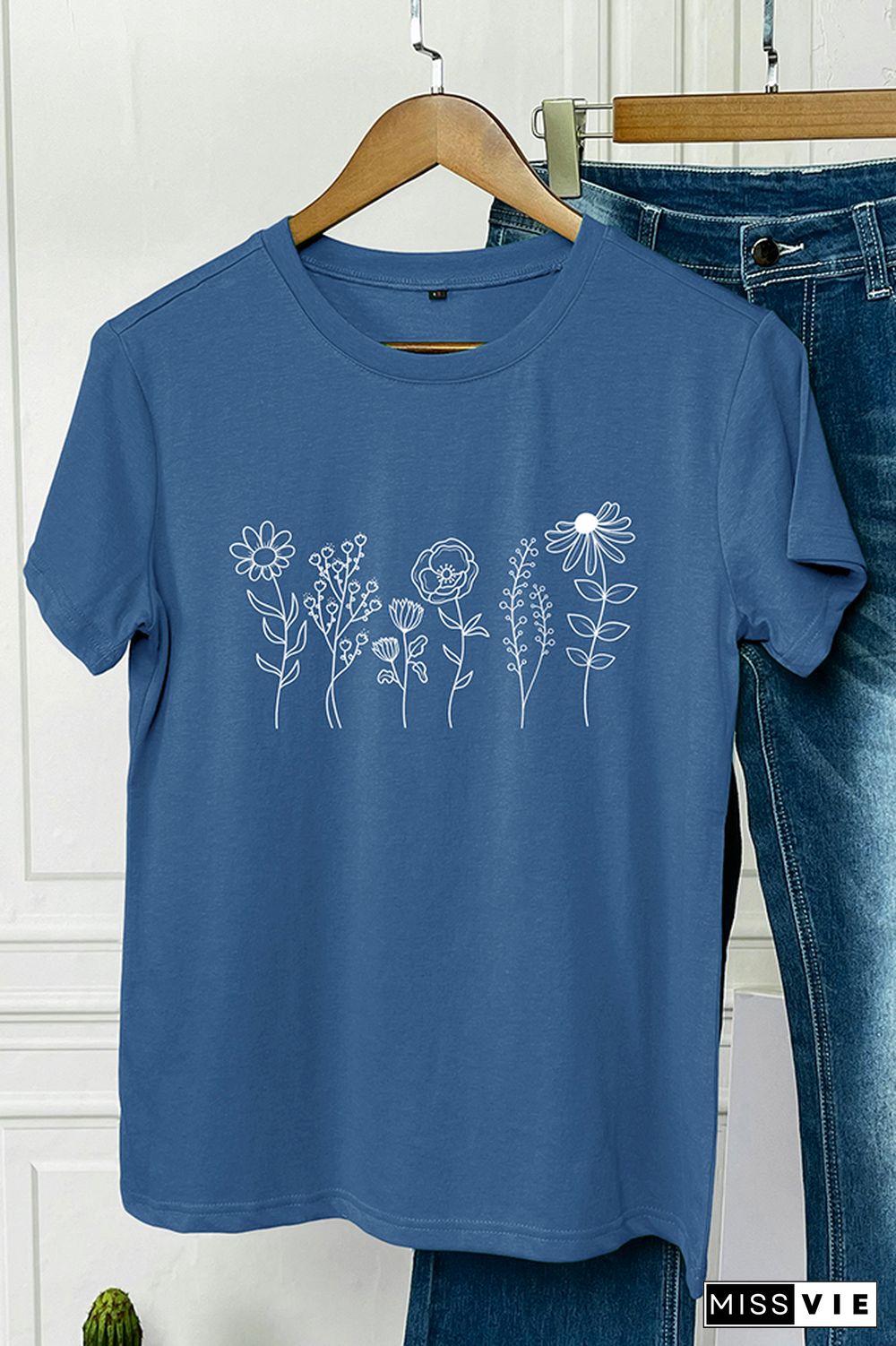 Wildflowers Print Graphic Tee Wholesale