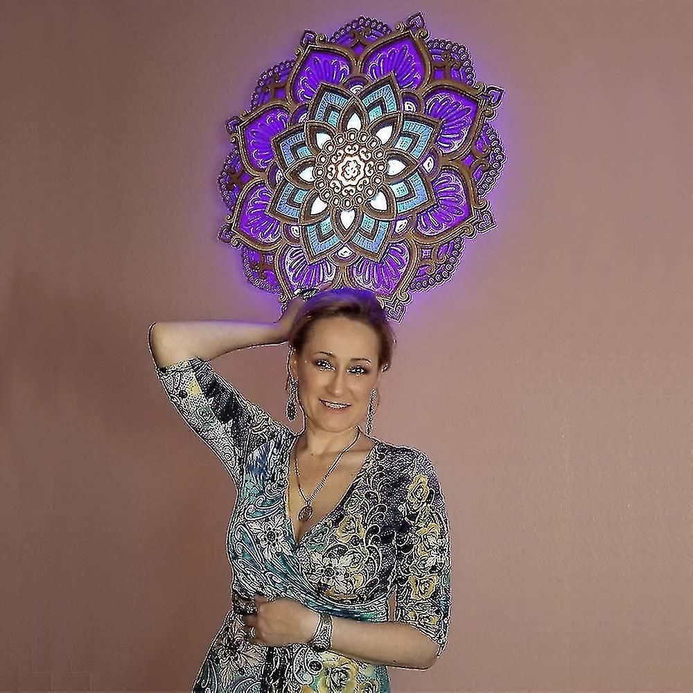 Mandala Yoga Room Night Light Led， Multilayered Laser Cut Carved Led Elegant Acrylic Mandala Hanging