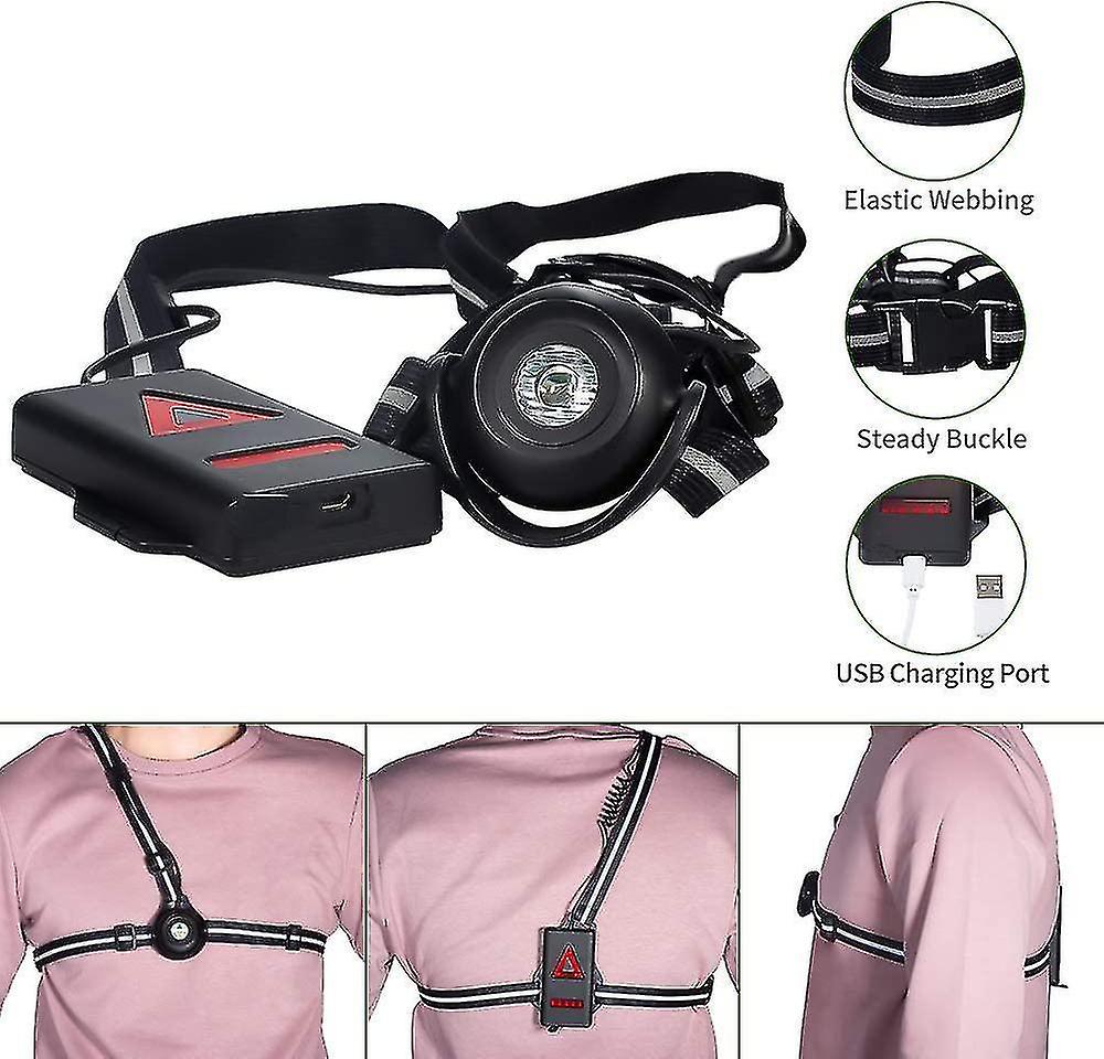 2023-chest Light For Running， Usb Rechargeable Led Chest Light， 500 Lumens， 90  Adjustable Beam Angl