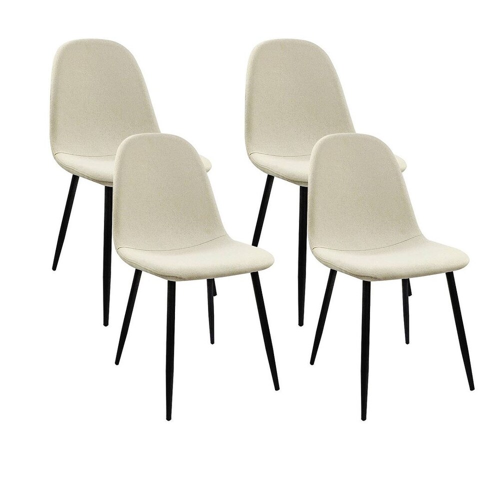 Modern Linen Upholstered Dining Chairs Set of 4