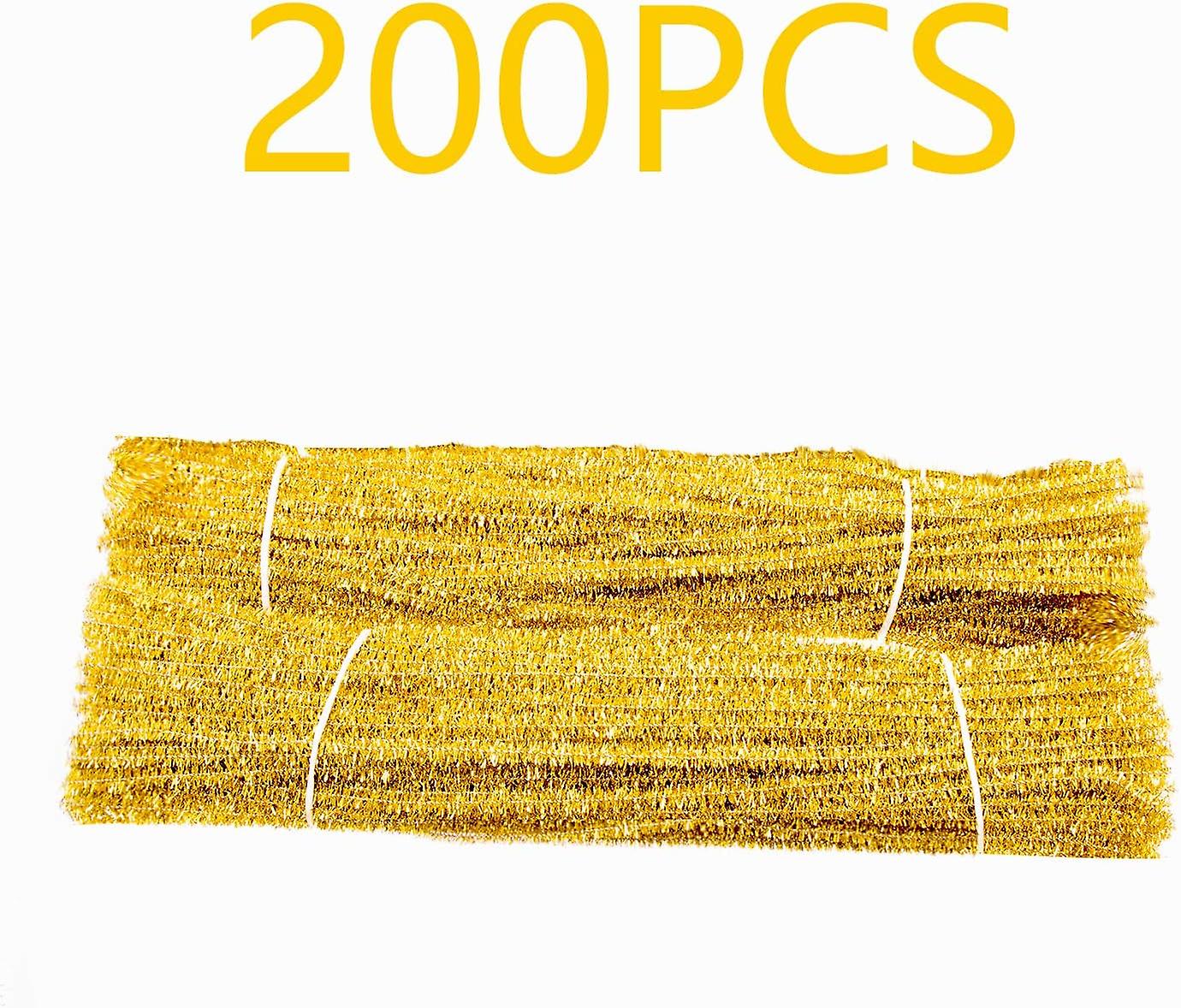 200 Pieces Pipe Cleaners Gold Chenille Stem For Diy Art Craft Decorations (6mm X 12 Inch)