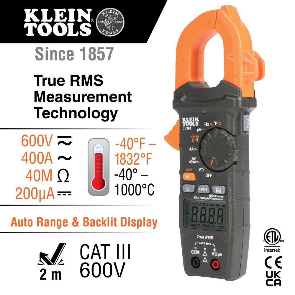 Klein Tools HVAC Digital Clamp Meter CL320 from Klein Tools