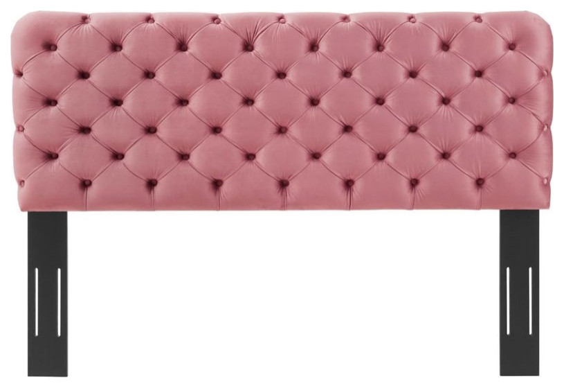 Modway Lizzy Tufted Full/Queen Performance Velvet Headboard in Dusty Rose   Transitional   Headboards   by Homesquare  Houzz