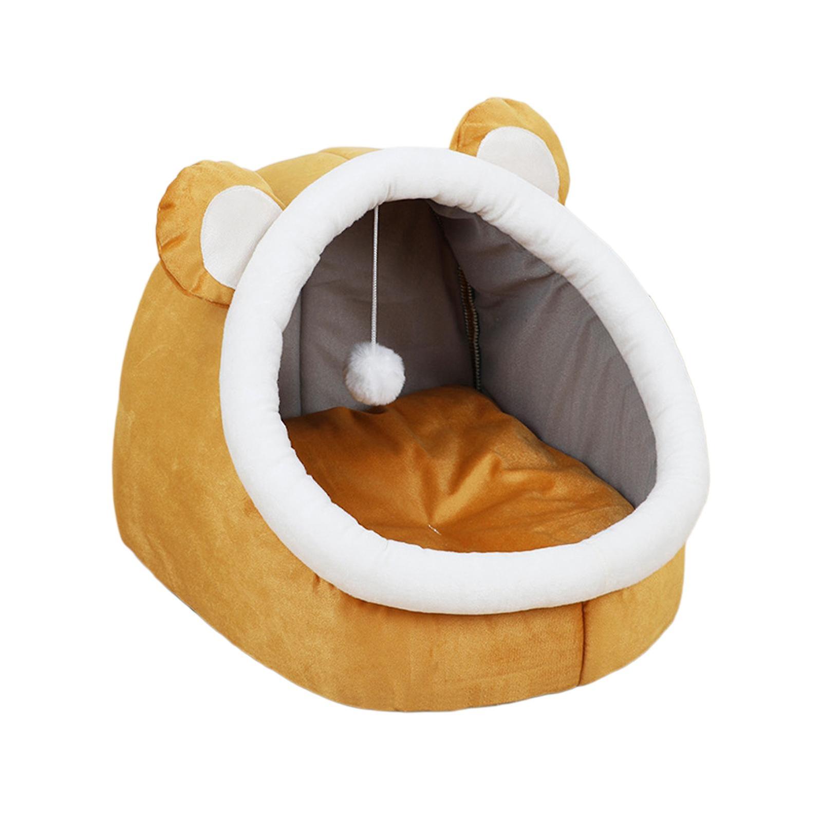 Cat Bed Cave House Tents Soft Blanket Pet Beds For Dog Puppy Accessories M Yellow Bears