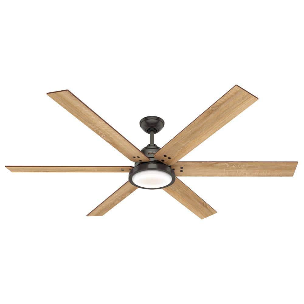 Hunter Warrant 70 in LED Indoor Noble Bronze Ceiling Fan with Light and Wall Switch