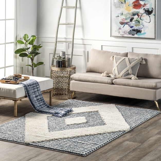 Nuloom Rhylan Diamond Striped Shag Area Rug