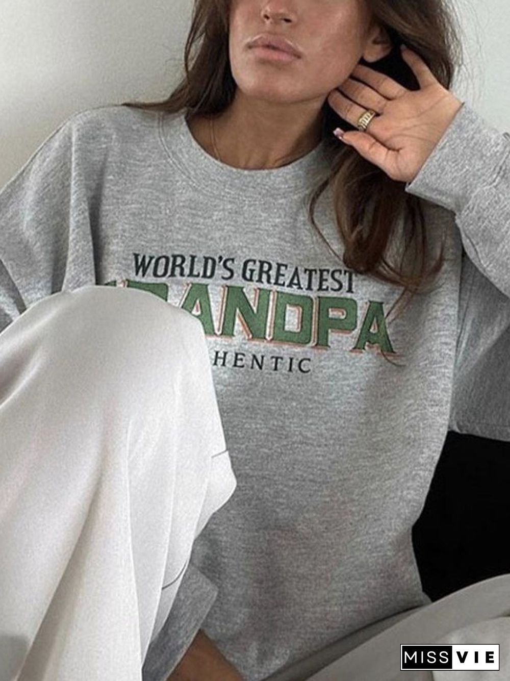 Letter Graphic Fleece Lined Sweatshirt