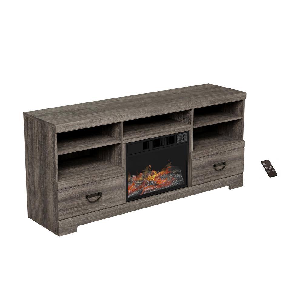 Northwest 65 in. Freestanding Electric Fireplace TV Stand Console in Woodgrain Black-Brown HW0200157