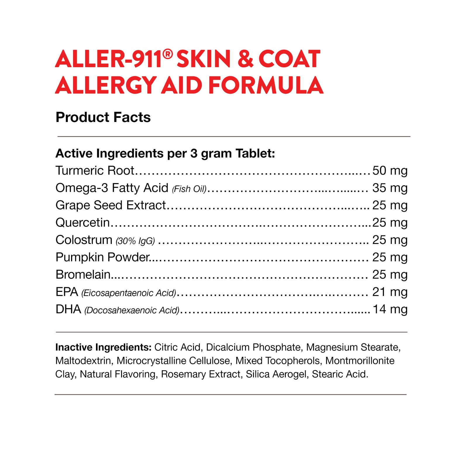 NaturVet Aller 911 Allergy Aid Skin  Coat Dog  Cat Tablets