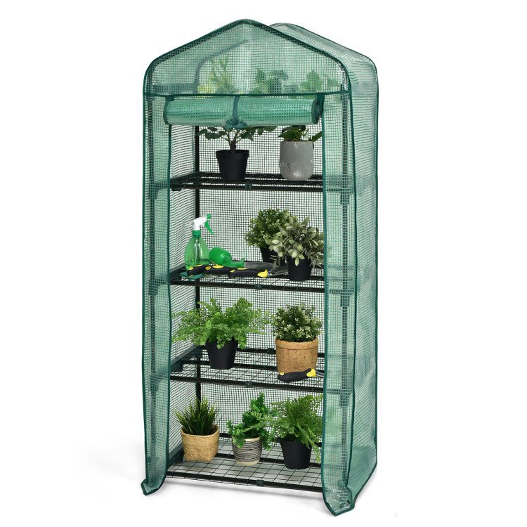 Heavy-Duty 4-Tier Portable Mini Greenhouse With Weatherproof Cover