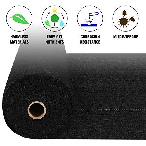 Premium 5oz Weed Barrier Landscape Fabric, Durable & Heavy-Duty Weed Block Gardening Mat (4ft X 50ft)