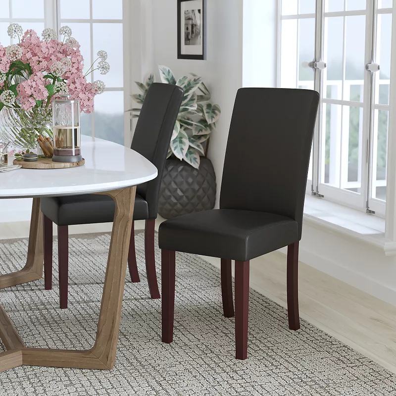 Flash Furniture Traditional Faux-Leather Parsons Dining Chair