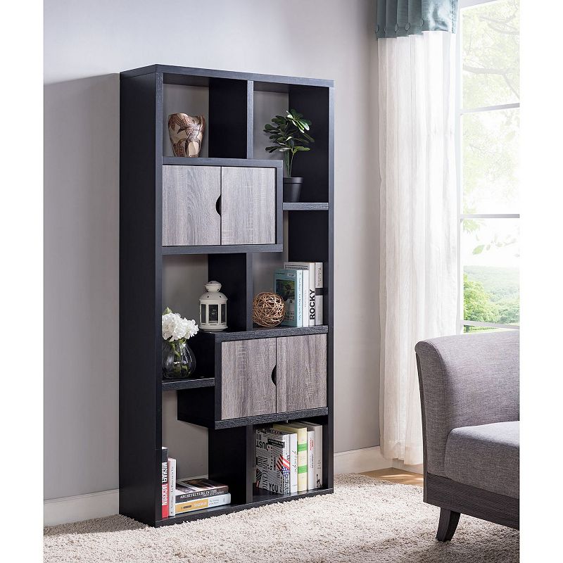 FC Design Display Bookcase with 6 Shelves and 2 Door Cabinets