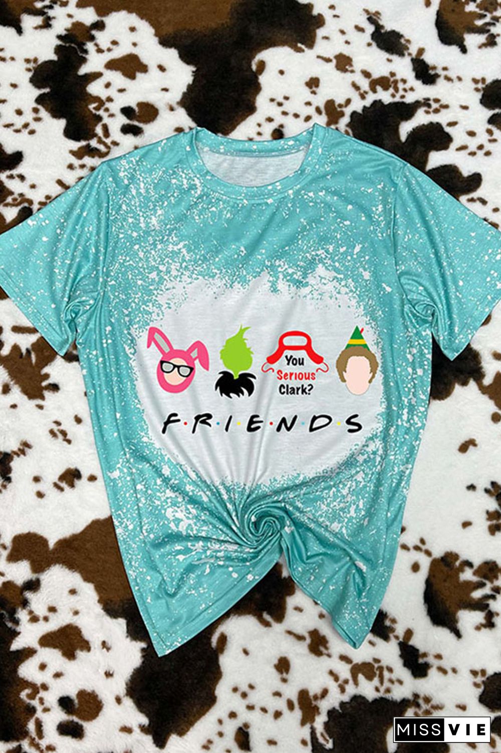 Christmas Friends,Christmas Movie Characters Bleached Graphic Tee Wholesale