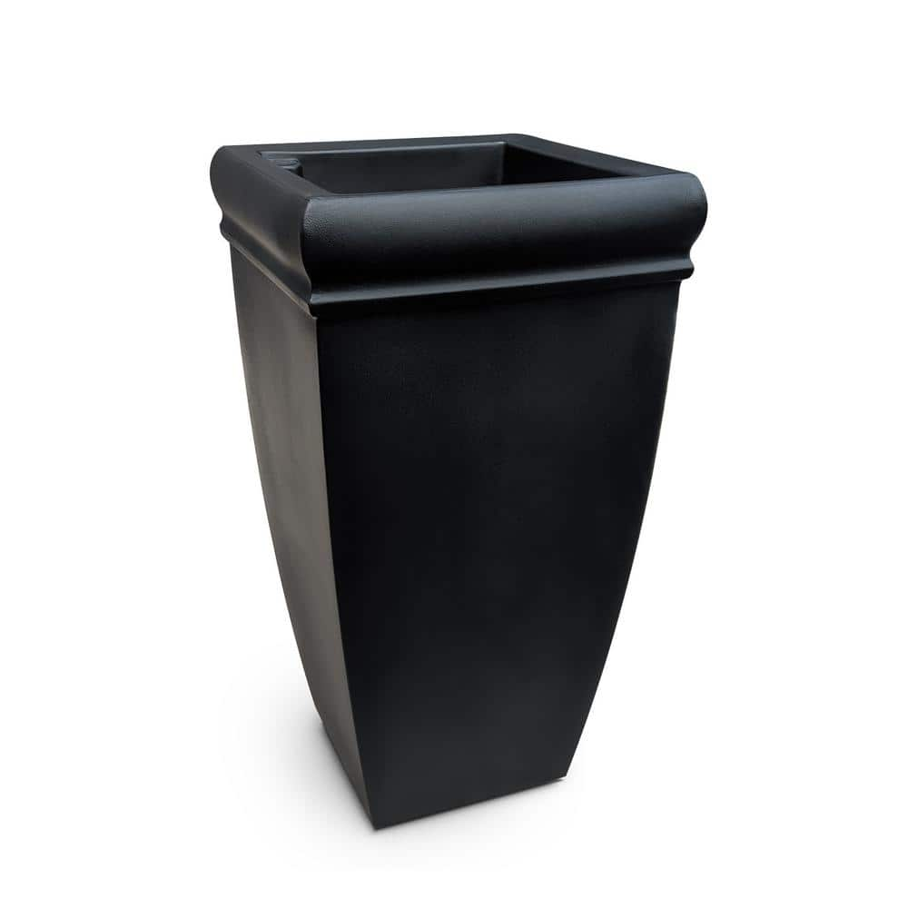 Mayne Chelsey 28 in. Tall Self-Watering Black Polyethylene Planter 5883-B