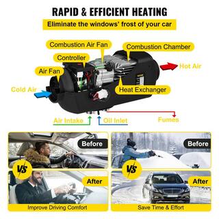 VEVOR 27296 BTU 8000-Watt Diesel Air Heater Diesel Heater with Muffler and Knob Switch for Boat Bus RV and Trailer 12-Volt ZCJRQ12V8KWDXYQ01V0