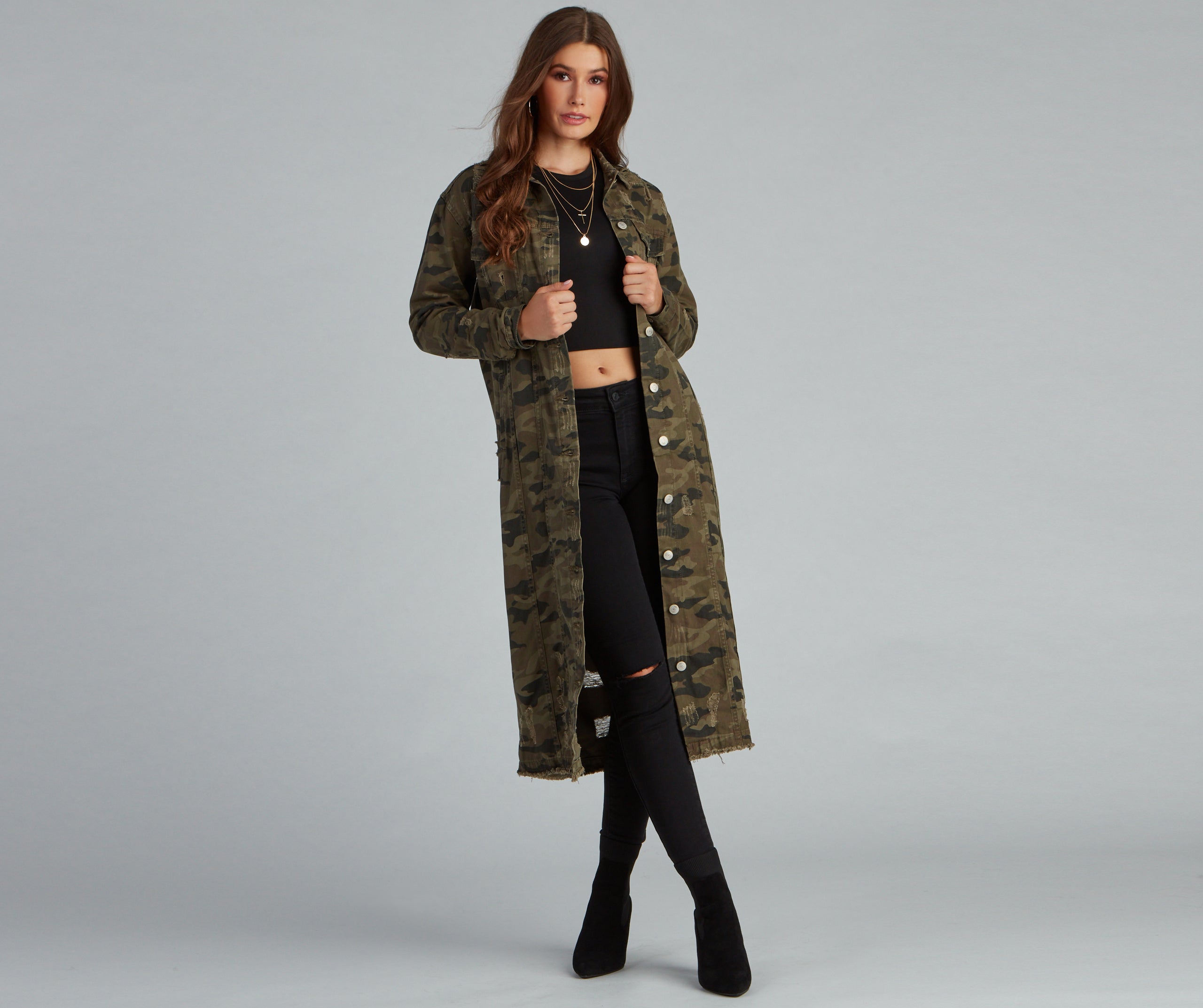 Step Up Camo Long Line Jacket