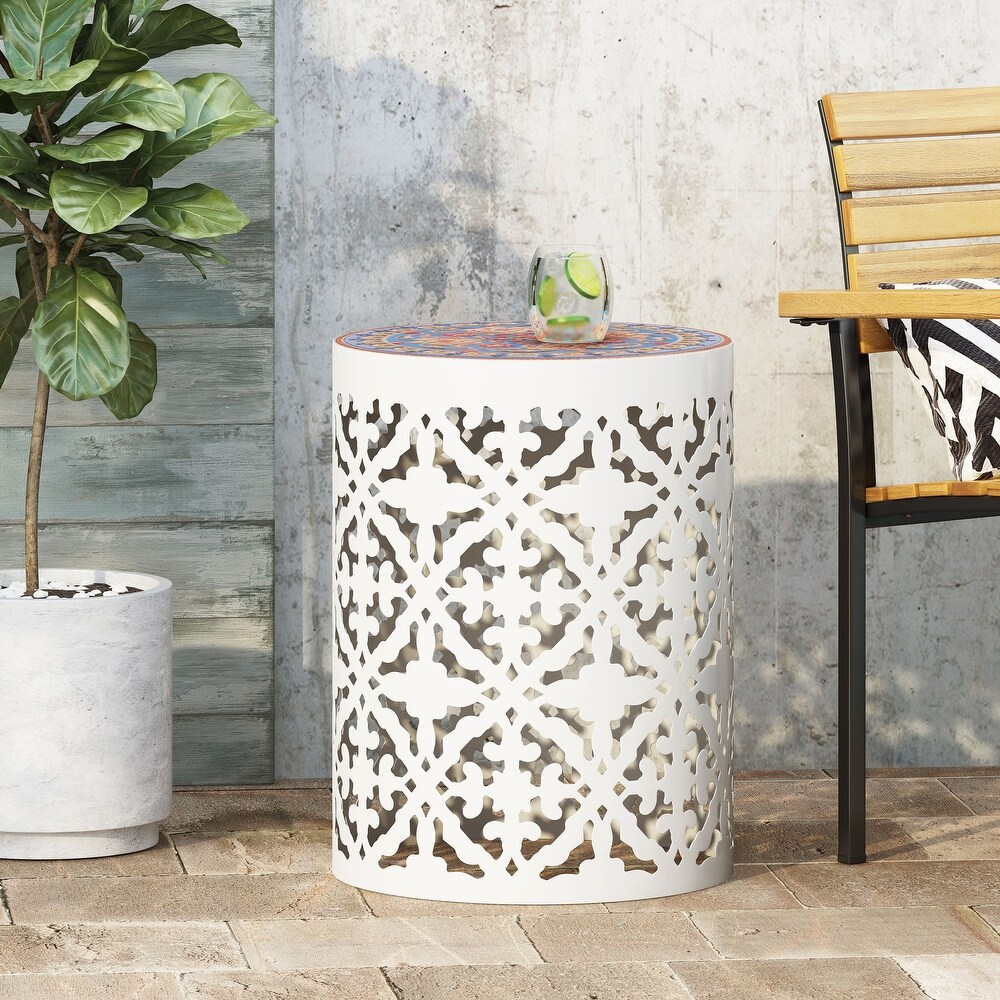 Castana Outdoor Lace Cut Side Table by Christopher Knight Home