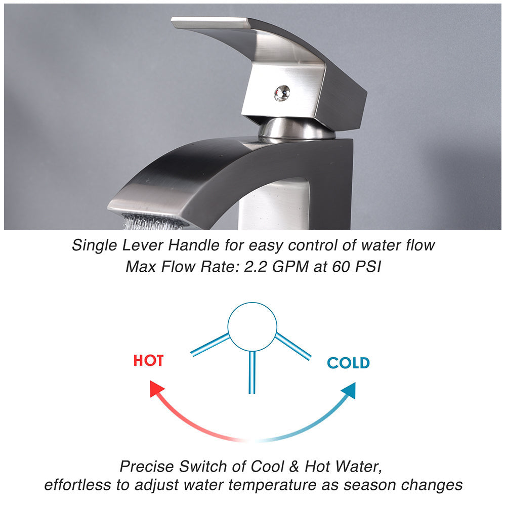 Aquaterior Bathroom Vessel Faucet Square Cold & Hot 11