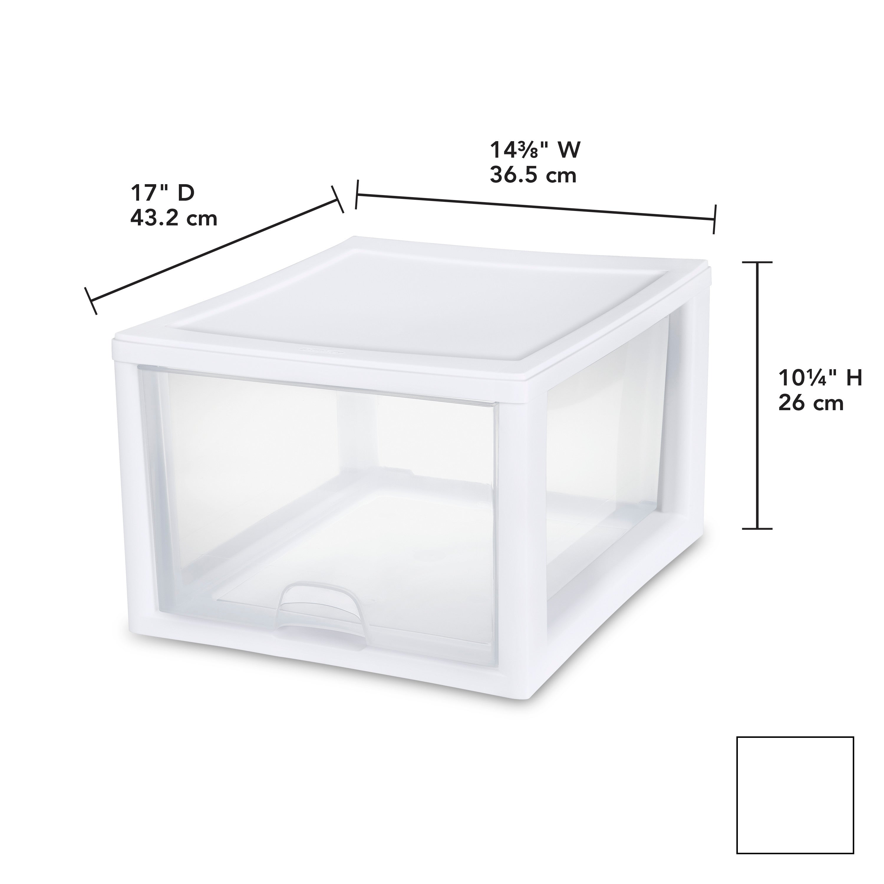 Sterilite 27 Qt. Stacking Drawer Plastic, White, Set of 4