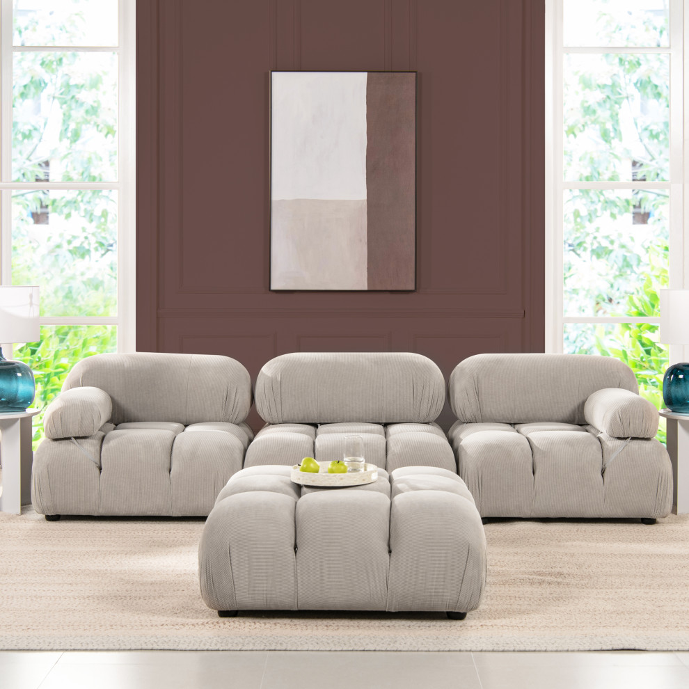 Marcel 109.5 quotModular Modern 3 Piece Sofa   Transitional   Sofas   by Jennifer Taylor Home  Houzz