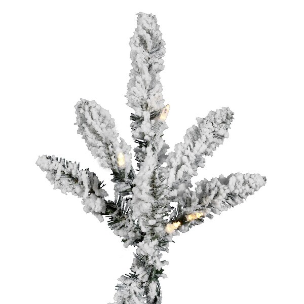 Vickerman 7.5' Flocked Utica Fir Artificial Christmas Tree，Pure White LED Lights