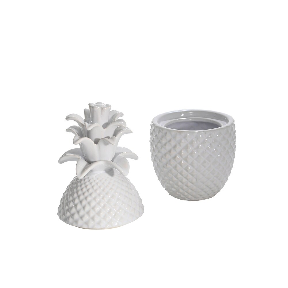 White Pineapple Jar 8.75\