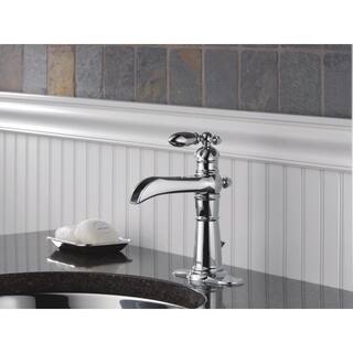 Delta Victorian Single Hole Single-Handle Bathroom Faucet with Metal Drain Assembly in Chrome 555LF